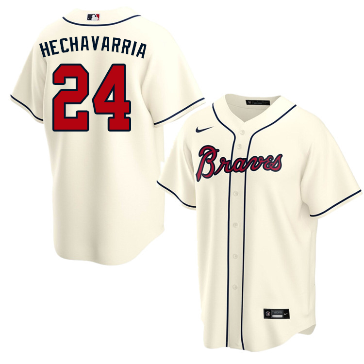 Nike Men #24 Adeiny Hechavarria Atlanta Braves Baseball Jerseys Sale-Cream